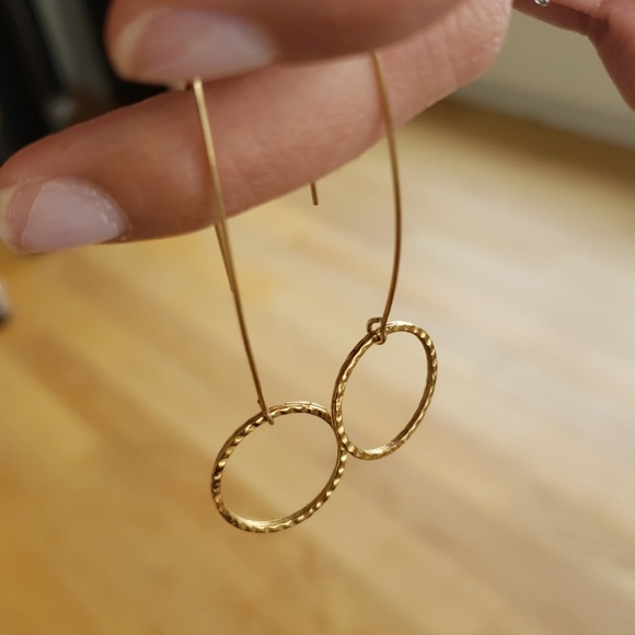 14k gold plated hanging hoop earrings - Picture 1 of 3